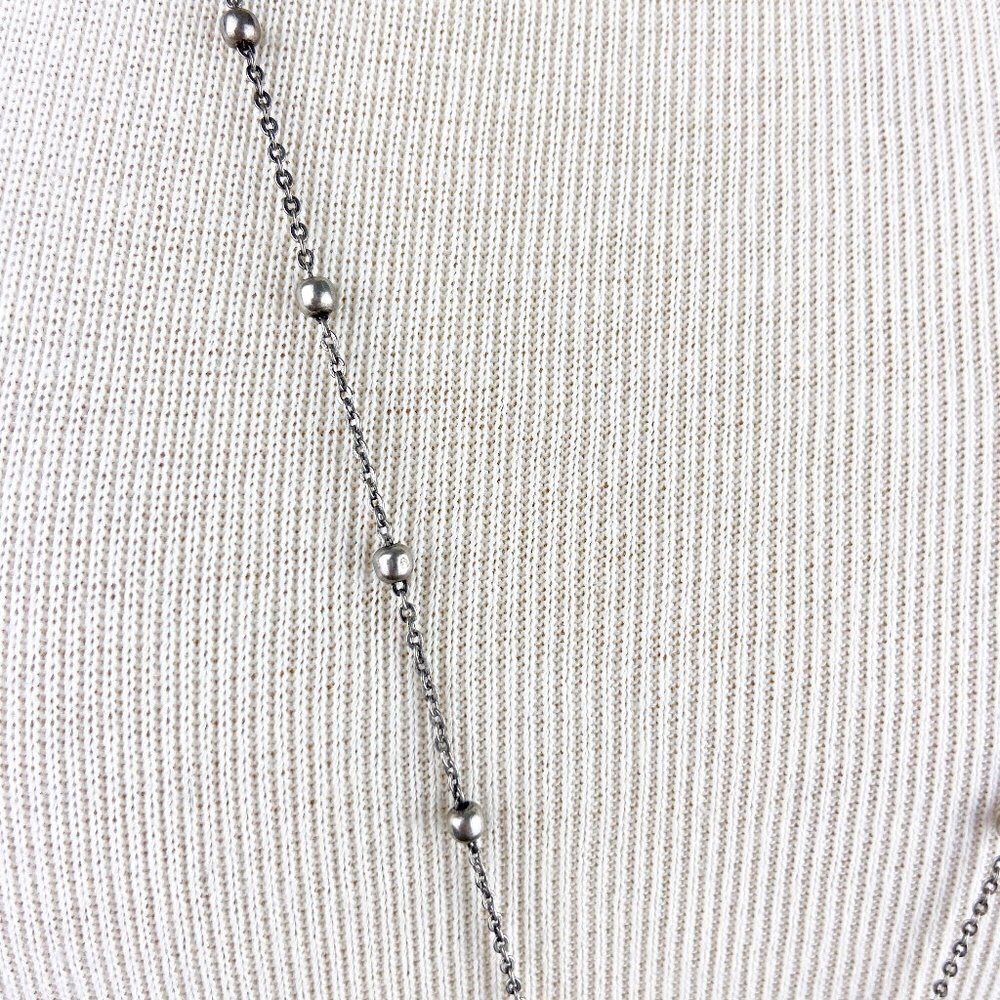 Silver Tone Scroll Charm Statement Long Necklace - image 5